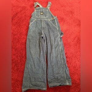 KEY Overalls Youth 6 Blue Denim Bib Workwear Adjustable Straps Hammer Loop Kids